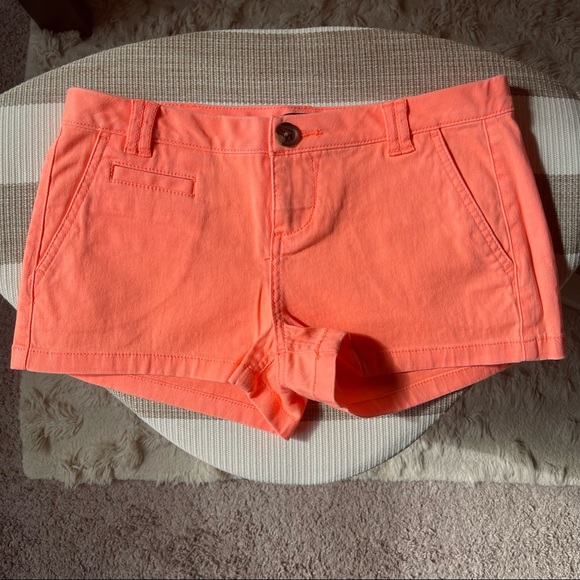 Express neon salmon pink khaki chino short sz 0 NEW - Picture 3 of 9